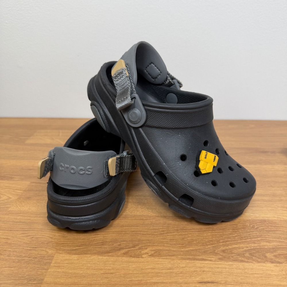 Crocs Kids Classic All-Terrain Clog Black Grey J2 Jibbitz Charms 207011-001